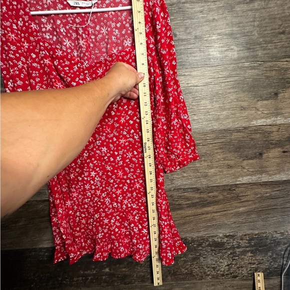 Zara Red Sweetheart Bell Sleeve Floral Sundress - Picture 6 of 6